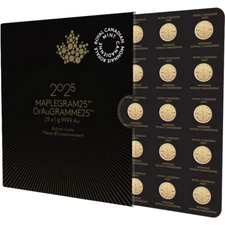 2025 25x1 gram Gold Maplegram25 - RCM - Royal Canadian Mint .9999 Fine in Assay