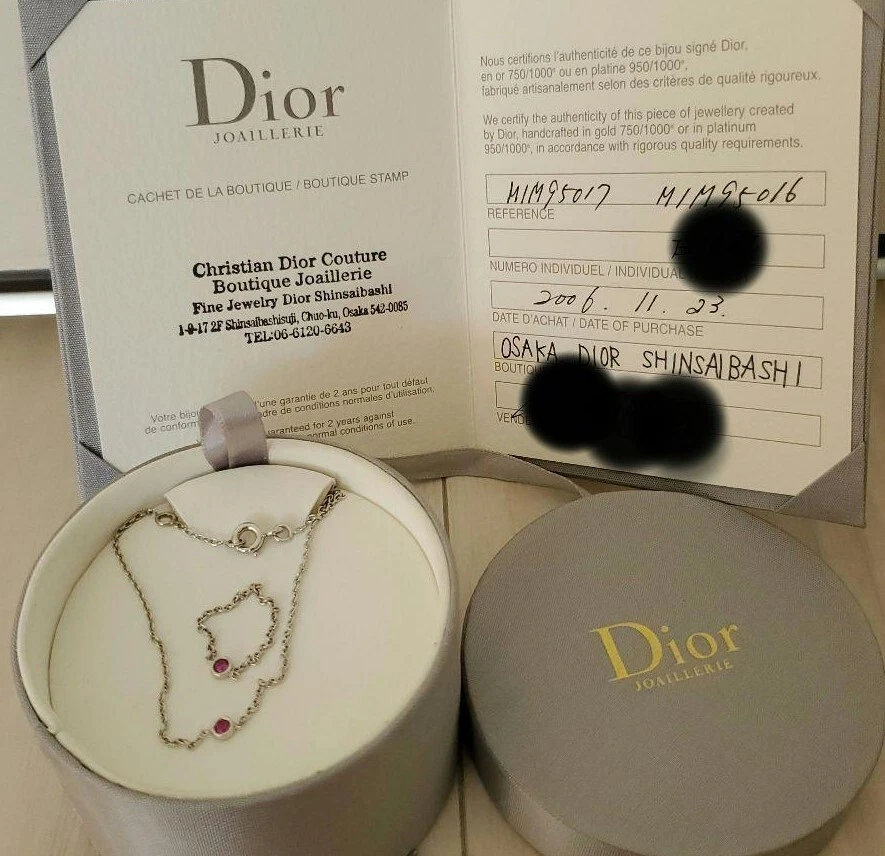Lot de 2 bagues et bracelet chaîne saphir rose 18 carats or blanc Christian Dior Mimioui