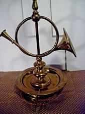 Vintage Solid Brass Hunting Horn Lamp
