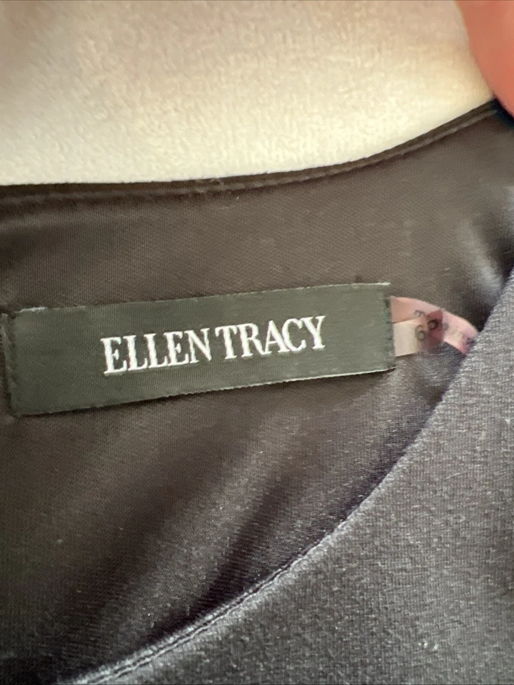 Vestido Ellen Tracy 6P Petite manga 3/4 negro Foto 2 de 3