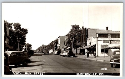 Clintonville WI Double-Dip Ice Cream Cone Sign @ Lunch Box Cafe~Schauder RPPC