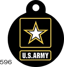 Pet Tags Personalized Pet ID tag for Dog and Cat ROUND Tag US ARMY MILITARY KEY