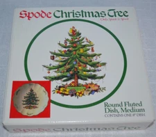 Spode Christmas Tree Round Fluted Dish, Medium, in Box