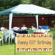 Happy 100th Birthday Bow and Stripes Pattern 2'x4' Vinyl Banner