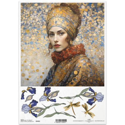 ITD Reispapier Decoupage Bastelpapier -R2402 Mosaik Frau Irisblüten 