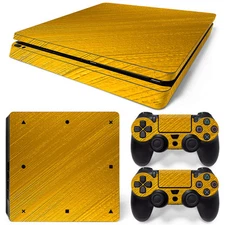 Sony PS4 PLAYSTATION 4 Slim Skin Sticker Screen Protector Set - Gold Motif