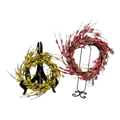 Easter Spring Wreath Set Of Two Pink And Yellow 8  New With Tags Naturals Brands