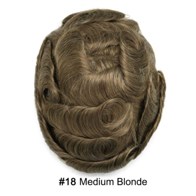 US Mens Toupee French Lace Hairpiece Poly Pu Skin Around Hair System Replacement