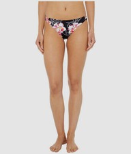  45 Roxy Womens Black Floral Print Beach Classics Bikini Bottom Swimwear Size L