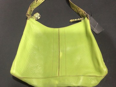 $ 155 RETAIL PRICE KENNETH COLE GENUINE LEATHER HANDBAG SNAKE PRINT TRIM  BRAQ11