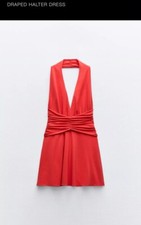 Zara Draped Halter Dress Size L New With Tags