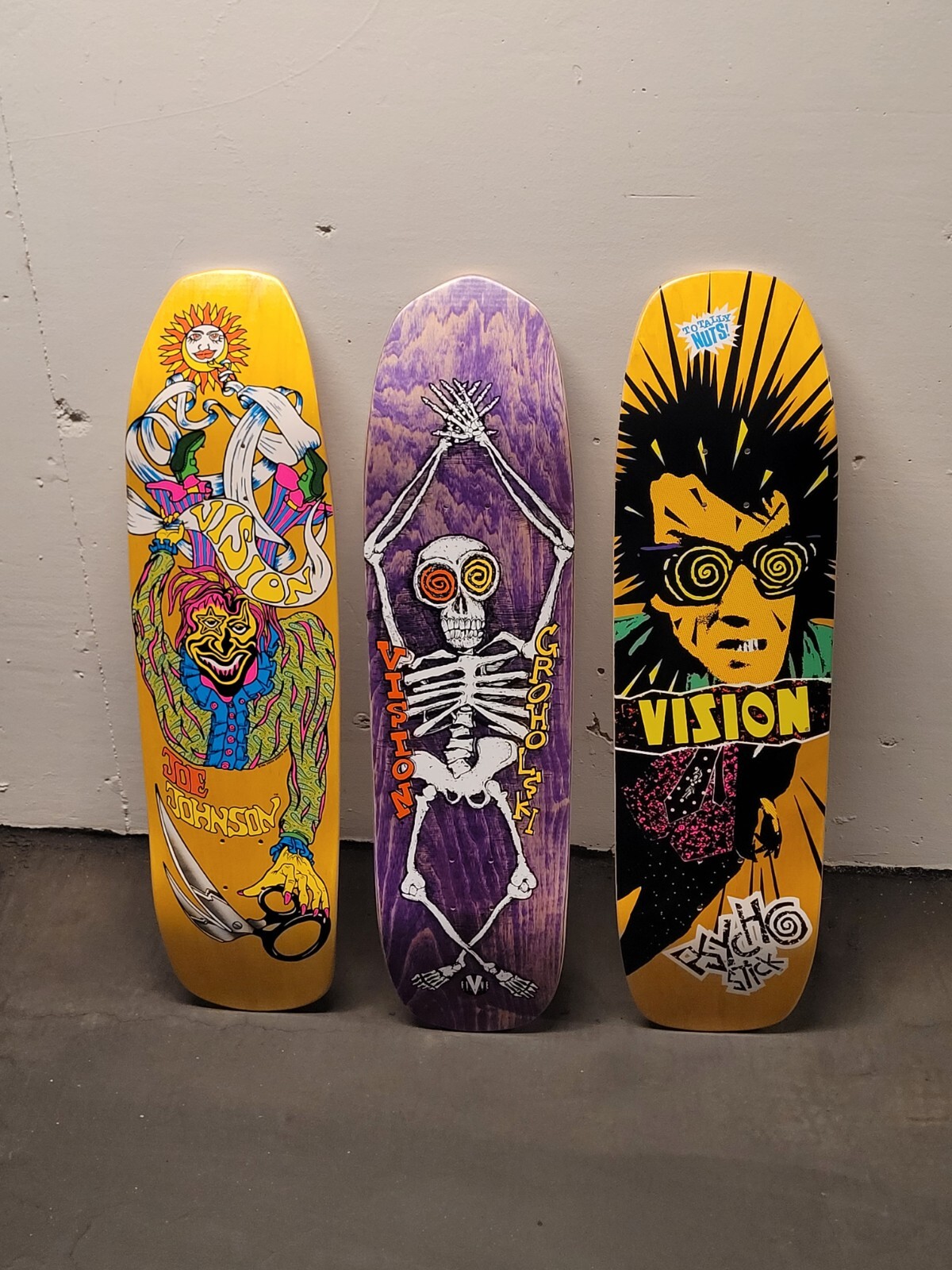 Vintage Vision Psycho Stick Pro Model Shaped Skateboard Deck Mark Gonzales Mint