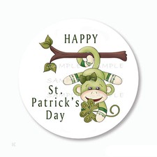HAPPY ST PATRICK'S DAY SHAMROCK MONKEY SCRAPBOOK STICKERS
