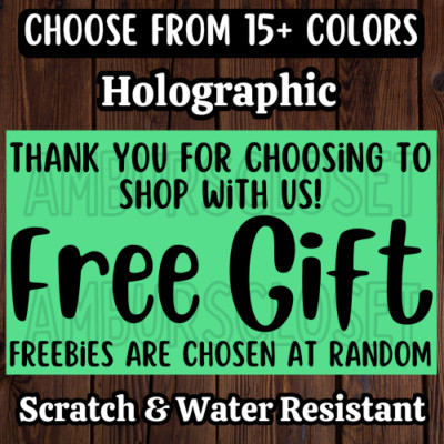 50 FREE GIFT STICKERS 2.25'' LABELS SEALS SMALL SHOP FREEBIES SCRATCH RESISTANT