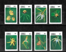 Dominica 1989 - Orchids Flowers - Set of 8 Stamps - Scott #1186-93 - MNH
