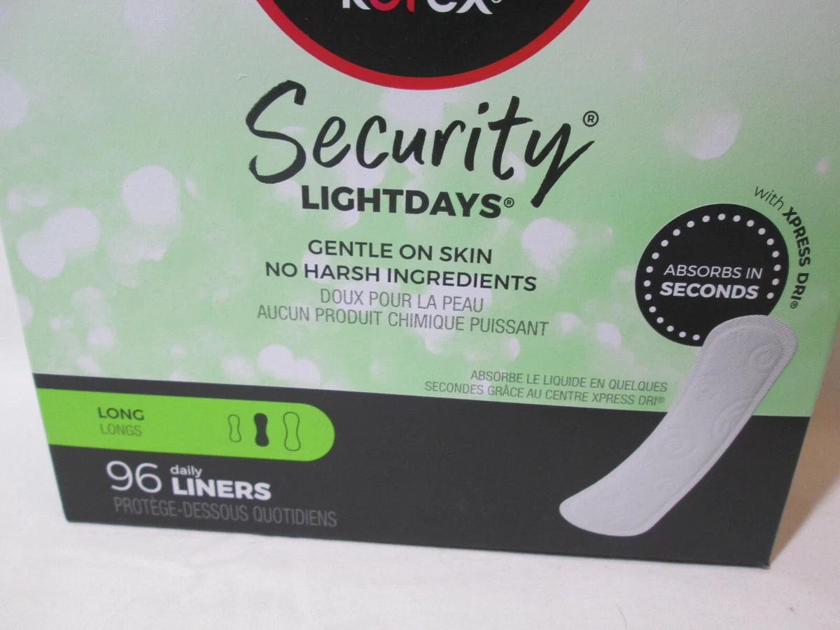 U by Kotex Security Lightdays Panty Liners, Long, 96 Count | eBay 