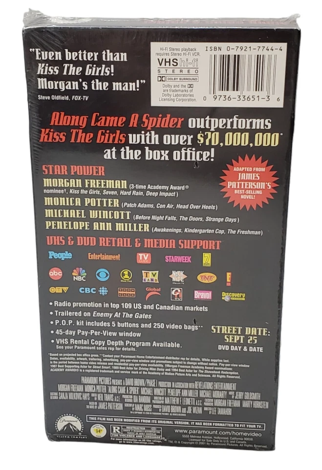 Along Came a Spider VHS Tape Promotional Screener Rare HTF NEW SEALED  - Image 3 of 4