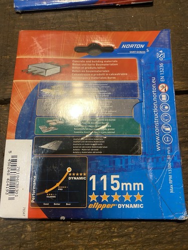 Diamond Angle Grinder Discs Norton Clipper Duo Extreme 115mm X 22.23mm DIY Brick - Picture 5 of 6
