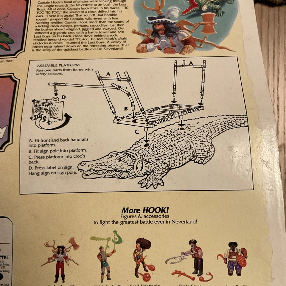 Figura de acción de lujo Hook Lost Boy Attack Croc de colección [Mattel, 1991] ¡NUEVA EN PAQUETE! Foto 3 de 4