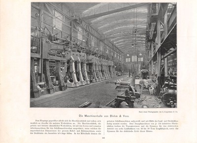 Blohm & Voss Maschinenhalle - Hamburg - 1896 - Historischer Kunstdruck ~30x21cm