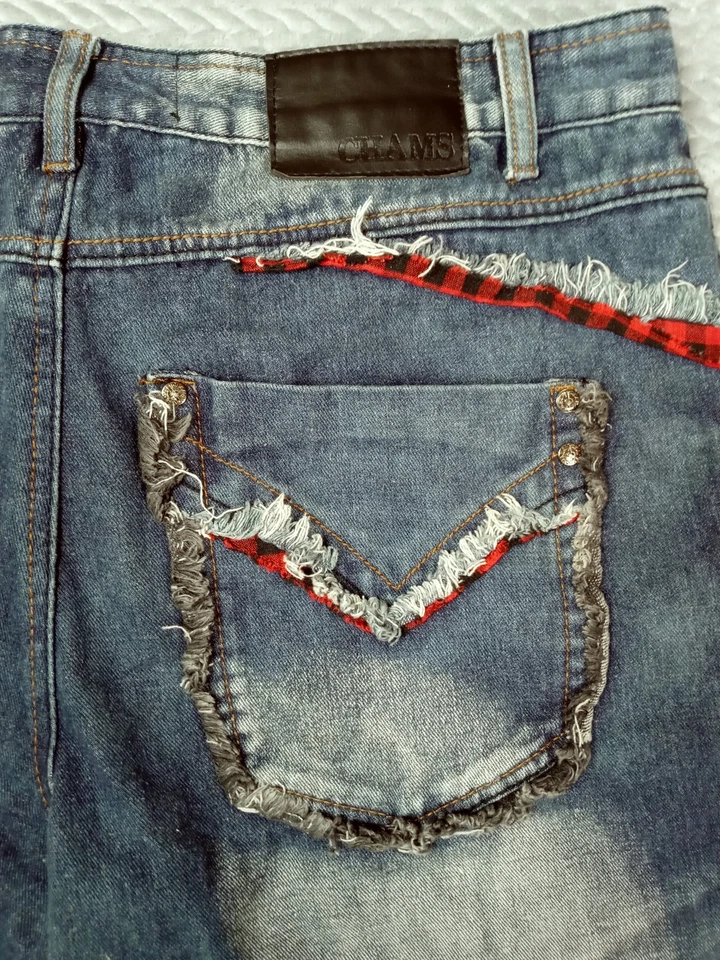 Pantalones Cortos De Colección Chams Para Hombres 34 Y2K Denim Pantalones Cortos Sueltos Pierna Ancha Patinador Grunge Hip Hop Foto 3 de 4