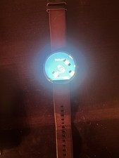 Motorola Moto 360 SmartWatch 46mm Stainless Steel Case Cognac Band WORKING