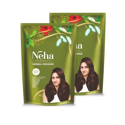 Neha Herbals Mehandi 140G Pack of 2 Natural Henna Powder for Hair Growth 