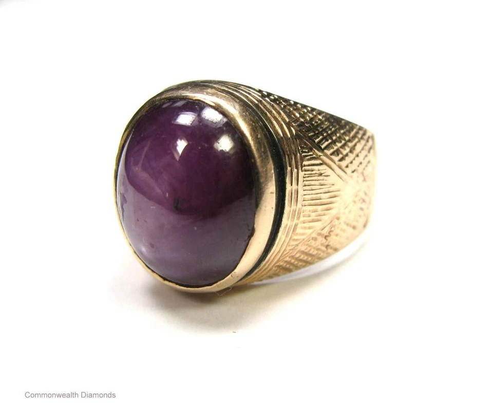 Anillo vintage de rubí natural de oro amarillo de 14 quilates de 14 x 11,75 mm de 15,7 quilates para hombre de 11,6 g meñique Foto 2 de 4