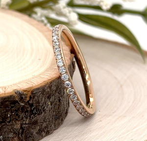 2mm Polished Rose Gold Titanium Band full Pave CZ Scratch-Free Christmas Ring