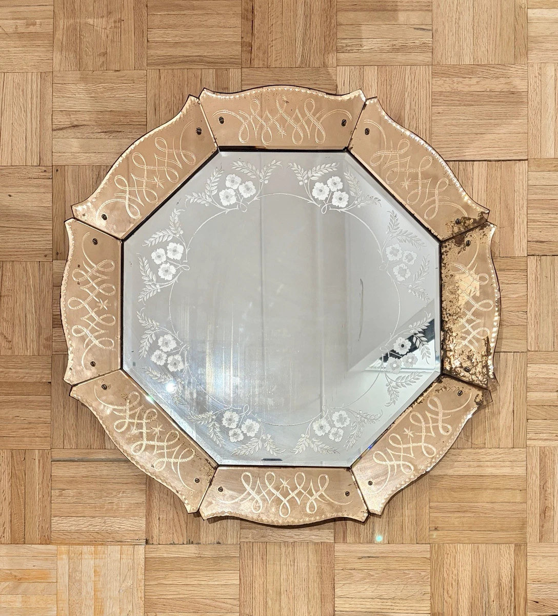 antique Large Etched mirror