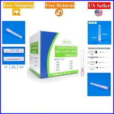 100 Pack 34Ga 4mm Disposable Needles with Caps for Industrial Use
