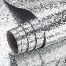 197"x16" Silver Contact Paper Metallic Look kitchen Backsplash Peel and Stick Wa