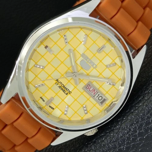 JAPAN VINTAGE REFURBISHED SEIKO 5 AUTOMATIC MENS YELLOW DIAL WATCH a440430-1