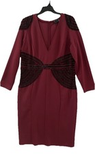 Asos Design Dress Beaded Sz 18 Midi Knit Embellished Burgundy Long Sleeve