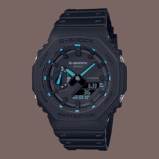 Casio G-Shock Black and Blue GA-2100 Watch with Original Box and Papers Uk Stock