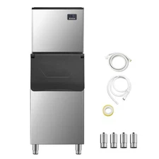 Uimoso Commercial Ice Maker 360LBS/24H with 300LB Storage Bin Auto Self-Cleaning