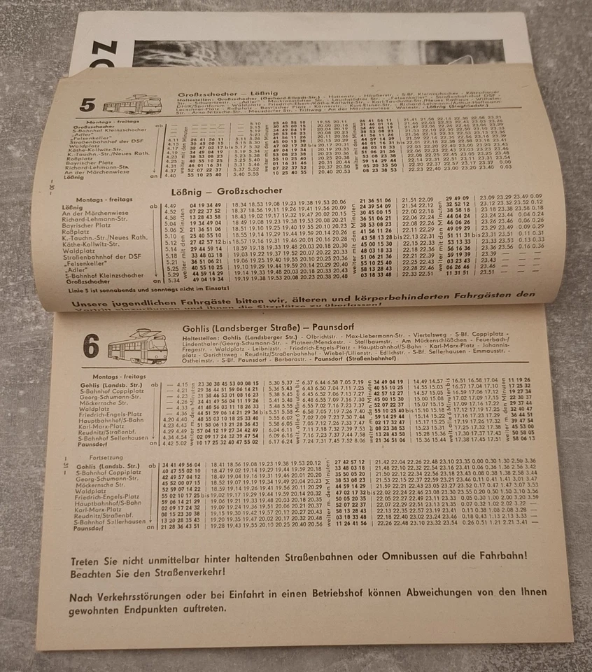 Verkehrsinformation 1977, Leipzig Verkehrsbetriebe Stadtschnellbahn Kraftverkehr - Bild 3 von 4