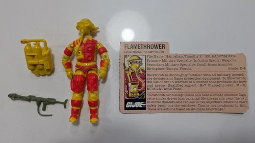 RARE Vintage G.I. Joe A Real American Hero Flamethrower Blowtorch with File Card