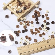 900Pcs Flat Round Wooden Beads - 7mm Wood Loose Spacer Beads for DIY Crafts, ...