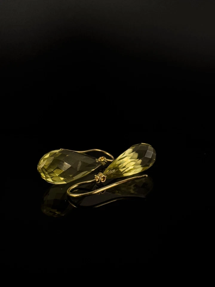 585 Ohrhänger Pampel facettiert Lemon Citrin Diamant Ohrstecker 14Kt Gelbgold 💎 - Bild 2 von 4