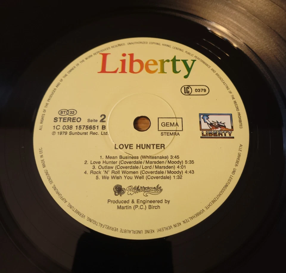 Whitesnake Lovehunter Original Inner Sleeve German Pressing Liberty Records LP - Image 4 of 4
