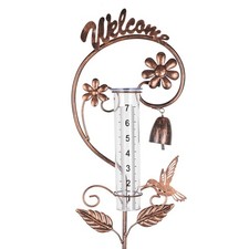 Hummingbird Rain Gauge Outdoor Decorative with Bell,Outdoor Freeze Proof Rain...