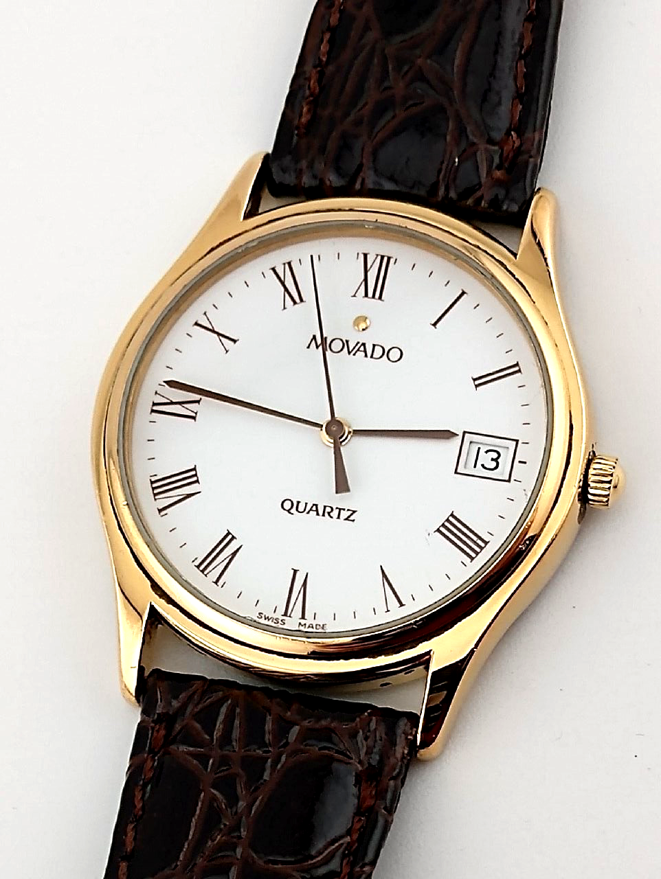 Vintage Movado Men's 18K Gold Watch with Roman Numerals Model 87.52.891