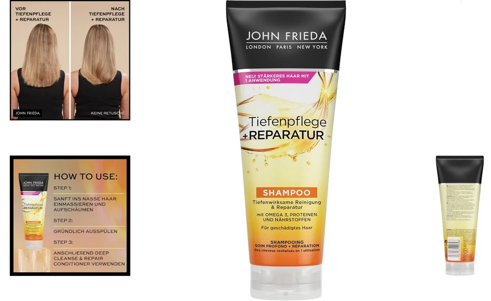John Frieda 250 ml - Soin en Profondeur & Shampooing pour Cheveux Endommagés - Photo 2/4