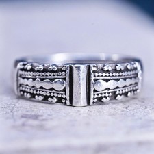 Size 6.5, vintage Sterling silver handmade ring, 925 textured band