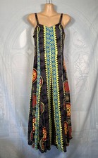 Jakarta Collection grey & yellow boho hippy sleeveless midaxi beach dress, S / 8