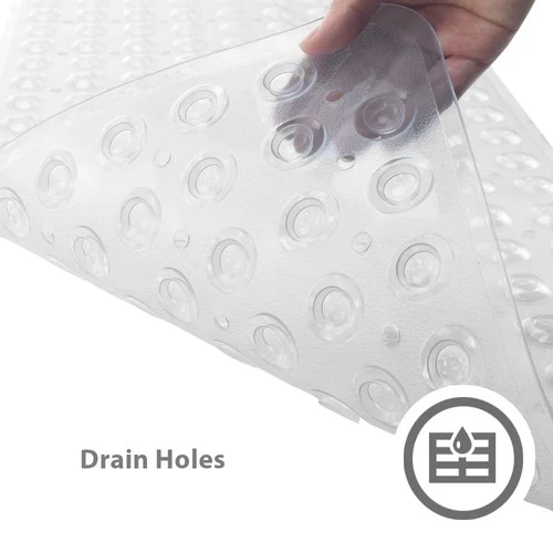 ANSIO® Long Bath Mat PVC Non-Slip Anti Mould bath Mat - Clear - Picture 5 of 6