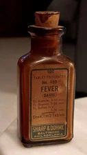 Antique Sharp & Dohme No 480 Fever Davis 100 Tablet Triturates Medicine Bottle