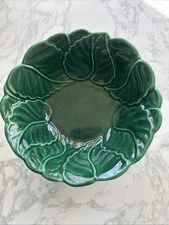 Vintage California Pottery MCM 1950s Dark Green Leaf Bowl No. 333 Made In USA
