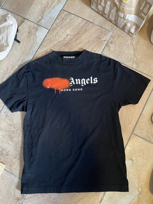 Palm Angels Hong Kong Sprayed T-Shirt 'Black/Orange' Size L New with Tags
